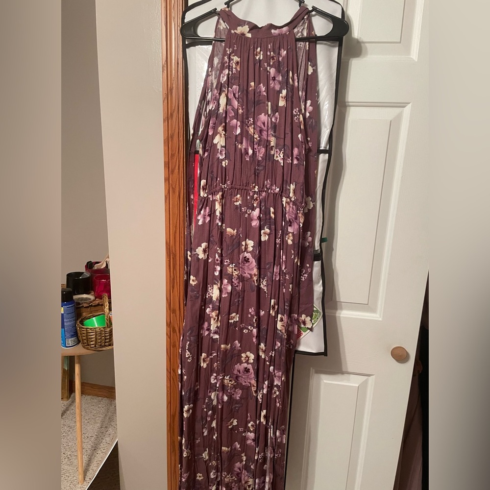 Mauve purple maxi halter dress